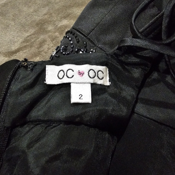 OC by Oleg Cassini ✦ Silk Cocktail Dress ✦ Crystal Lace-Up Drop Waist Black 2 - Picture 13 of 17